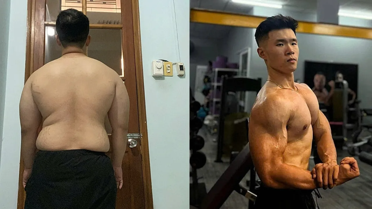 Gambar menunjukkan perubahan berat badan Hoang Long.