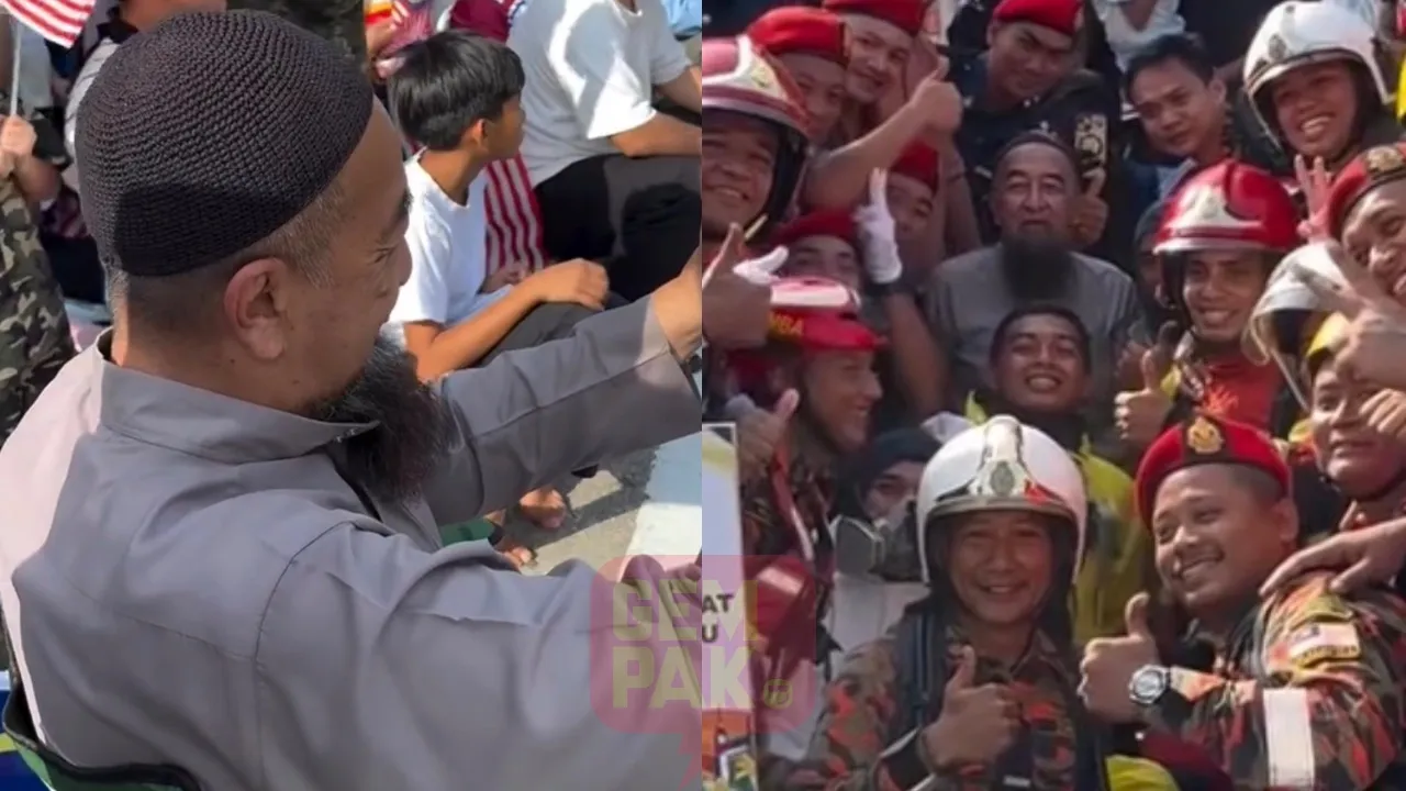 Netizen terhibur Gelagat Abang Bomba! Nampak Ustaz Azhar Idrus, Terus ‘Pecah Barisan’ Lepas Kawad - “Dah Macam Beraya, Happy Memasing”