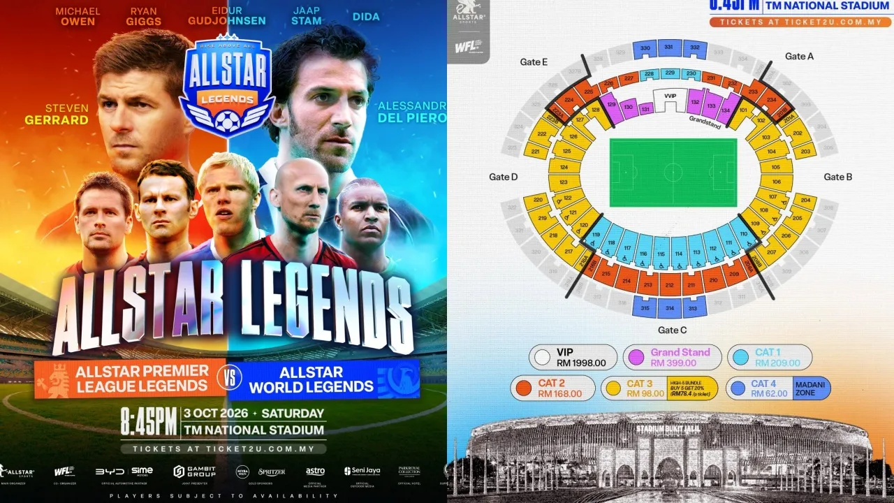 Football Legends Steven Gerrard, Ryan Giggs & Alessandro Del Piero Set For Bukit Jalil Reunion Match This October