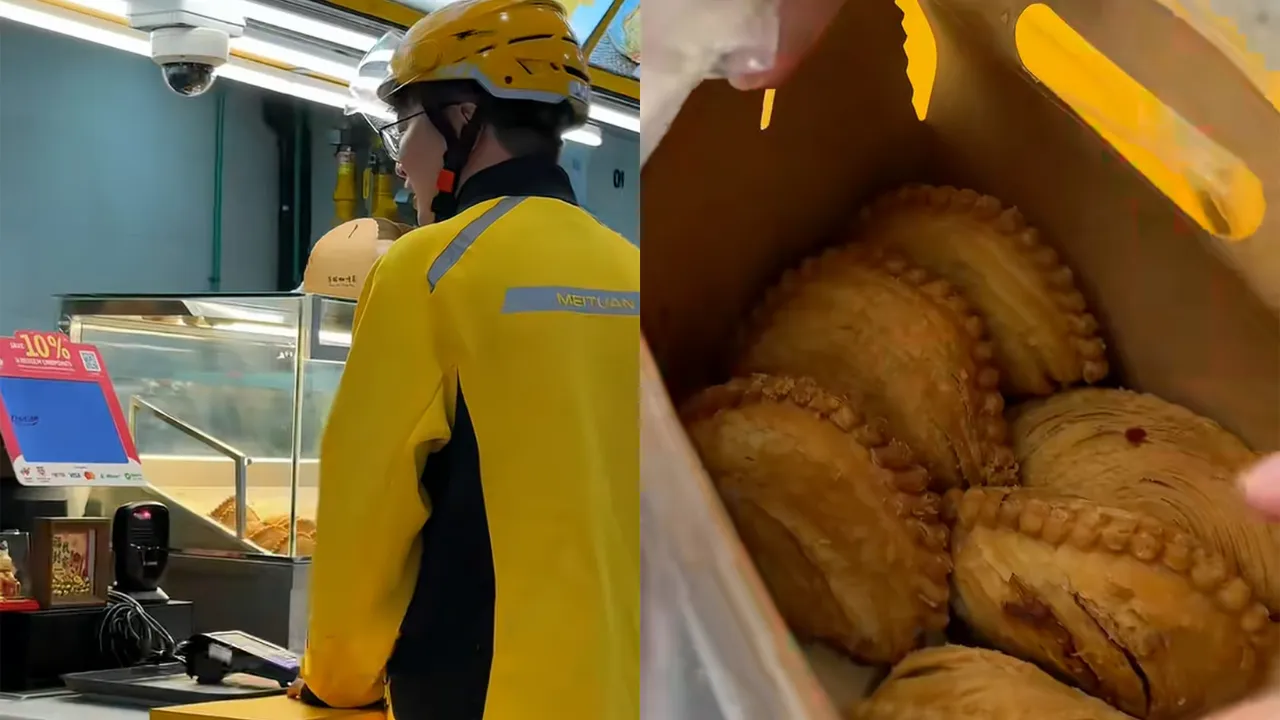 Chinese Businessman Pays RM1.4K for Delivery Rider to Fly to Singapore for Curry Puffs He Was Craving
