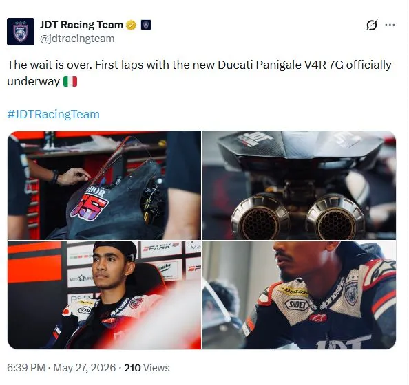 ARRC: JDT Racing Team uji jentera baharu dalam persiapan hadapi pusingan ketiga