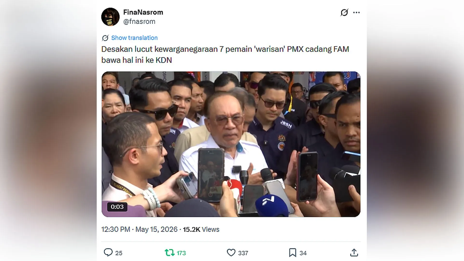 Isu tujuh pemain: PM mahu FAM buat keputusan tegas, KDN bakal jadi penentu