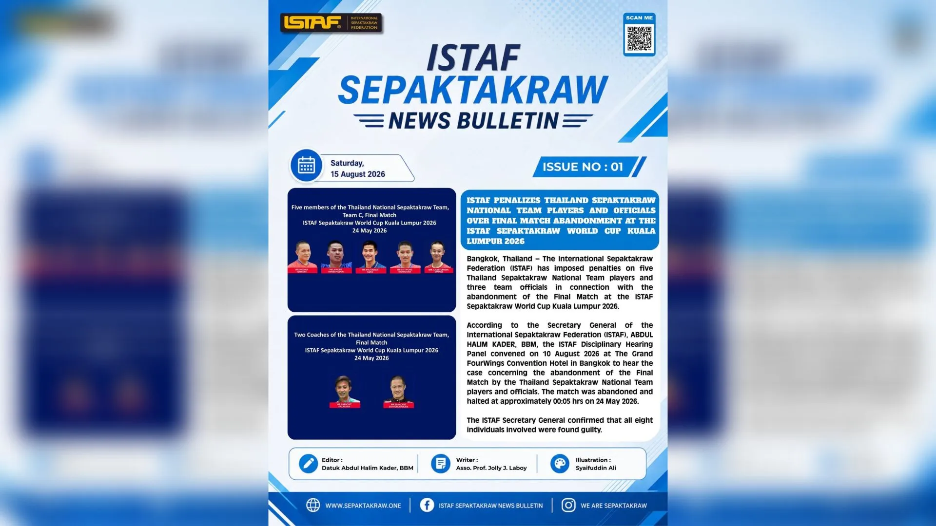 ISTAF denda pemain, pegawai Thailand Susulan tinggalkan aksi final Piala Dunia Sepak Takraw