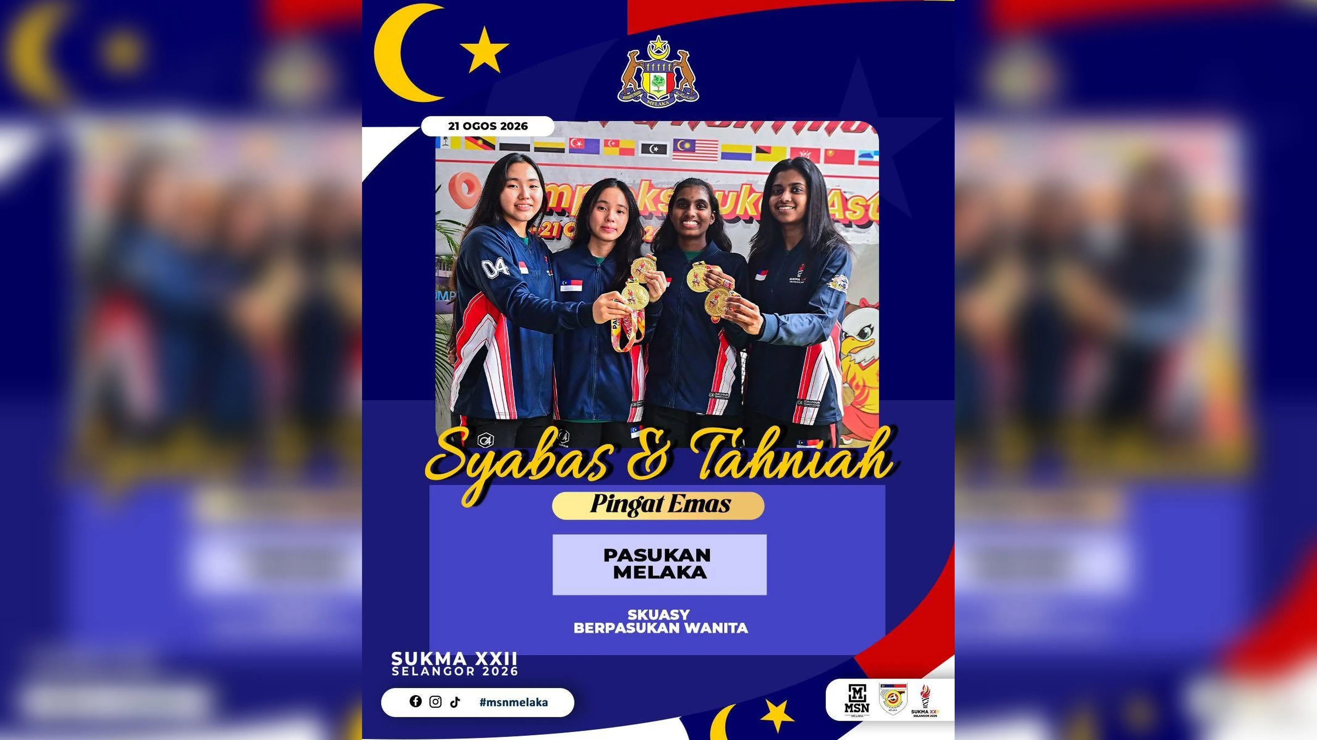 Selangor 2026: Melaka cipta sejarah, skuasy wanita raih emas berpasukan buat kali pertama