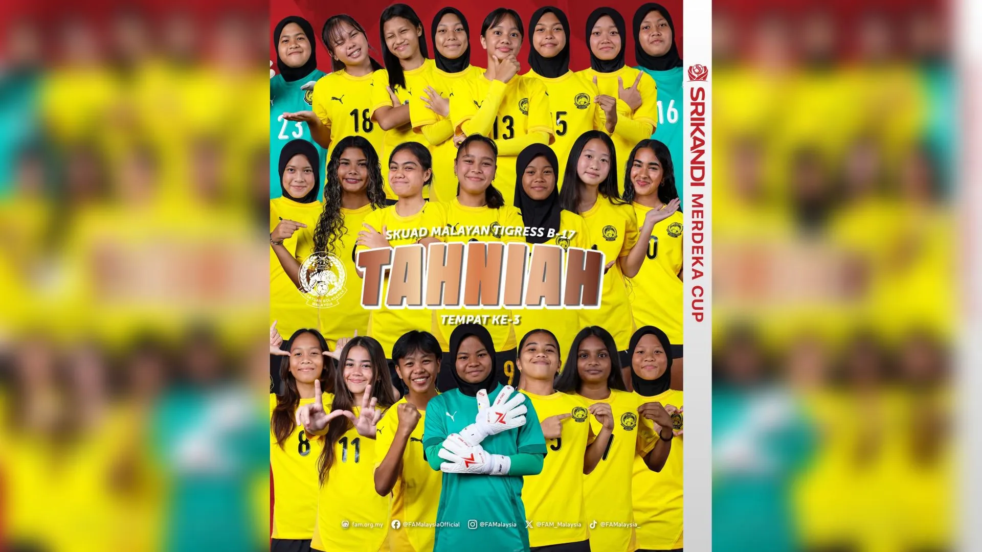 Piala Srikandi Merdeka: Malaysia bantai Jordan 4-0, akhiri saingan di tempat ketiga
