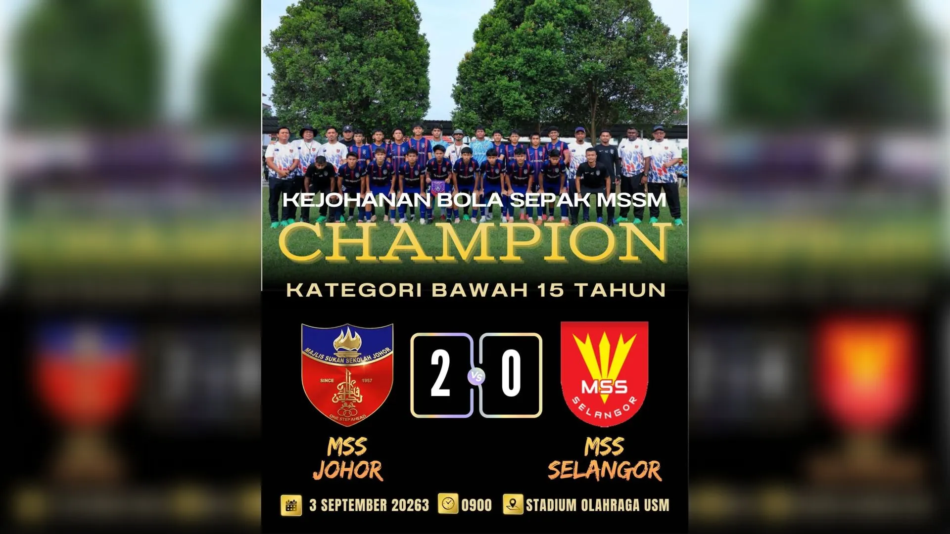 MSSM: MSS Johor juara B15, Zainul Ariffin muncul penjaring terbanyak