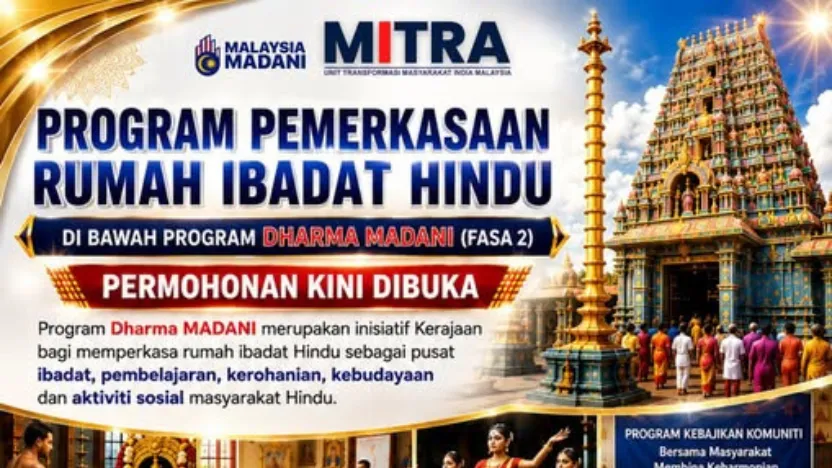 Hindu Temples Can Apply for Dharma MADANI Phase 2 Assistance