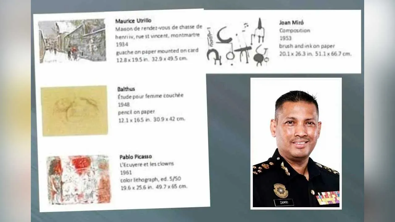 Empat lukisan bernilai tinggi yang dikaitkan dengan kes 1MDB dijangka tiba ke Malaysia pada 6 April depan. - Gambar kecil (Mohamad Zamri)