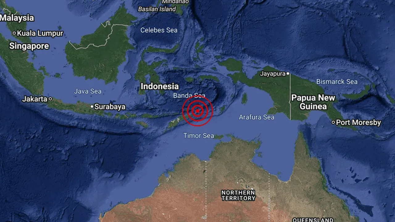 Gempa bumi kuat M6.0 di Laut Banda, Indonesia pada 2:38 pagi, 29 Mac 2026. Pusat gempa bumi di 7.9° Selatan dan 127.8° Timur dengan kedalaman 173 km. 467km Selatan dari Ambon,Indonesia. Tiada ancaman tsunami kepada Malaysia._X @metmalaysia