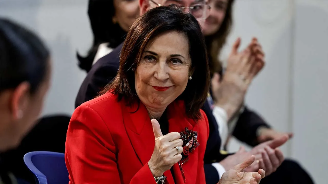 Spain's Defence Minister Margarita Robles gestures during the ceremony of the Soldado Idoia Rodriguez 2026 award, at the Ministry of Defence, in Madrid, Spain, March 19, 2026. REUTERS/Jon Nazca