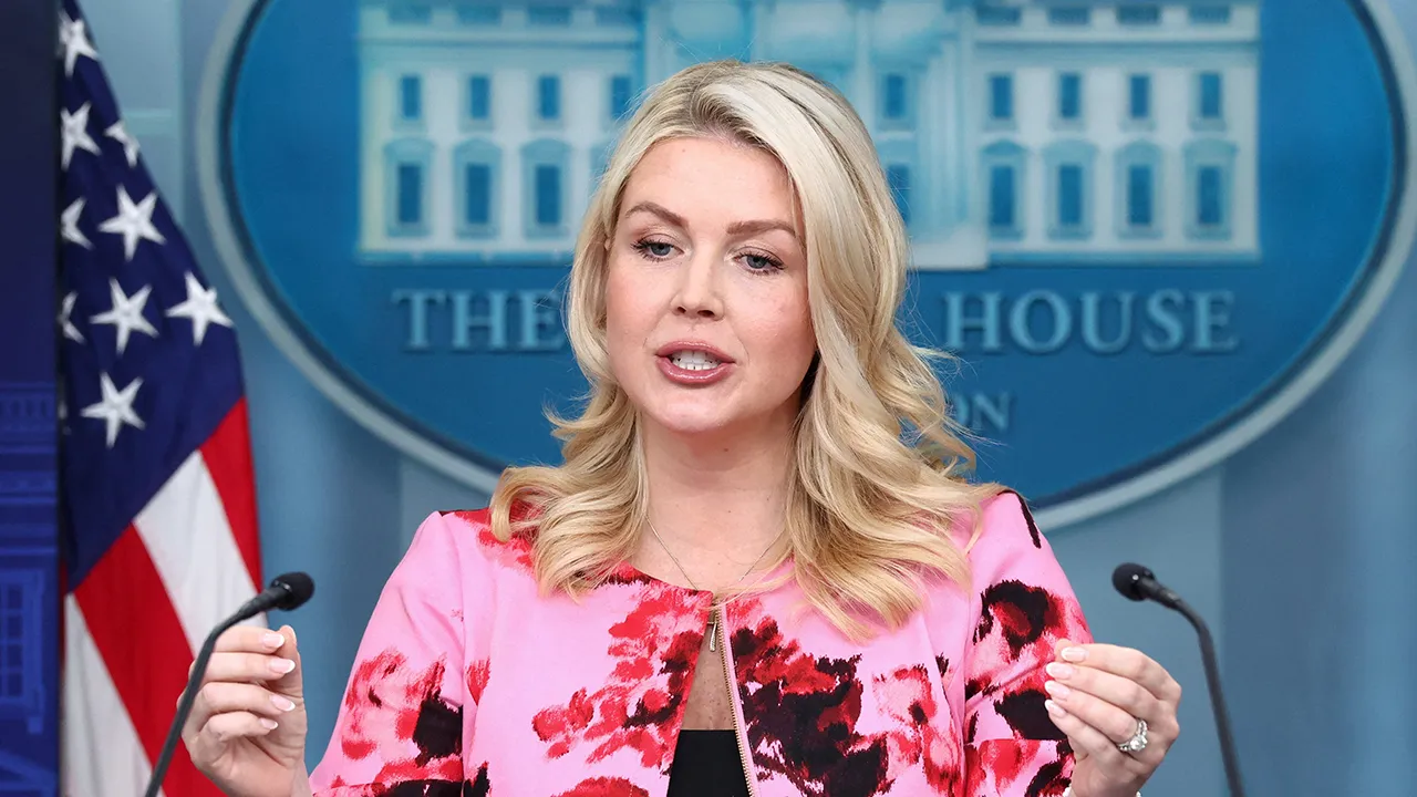 White House Press Secretary Karoline Leavitt holds a press briefing in the James S. Brady Press Briefing Room at the White House in Washington, D.C., U.S., March 30, 2026. REUTERS/Kevin Lamarque