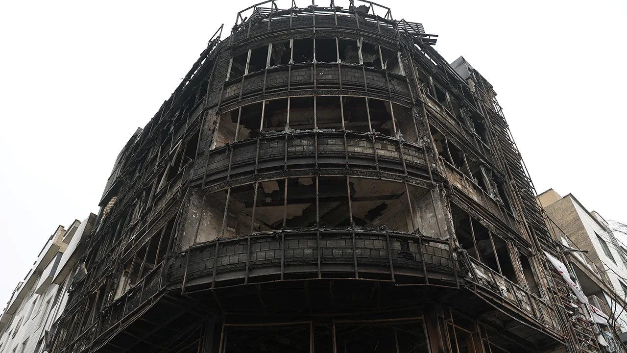 FILE PHOTO: The state bank building burned during Iran's protests, on a street in Tehran, Iran, January 19, 2026. Majid Asgaripour/WANA (West Asia News Agency) via REUTERS ATTENTION EDITORS - THIS PICTURE WAS PROVIDED BY A THIRD PARTY/File Photo