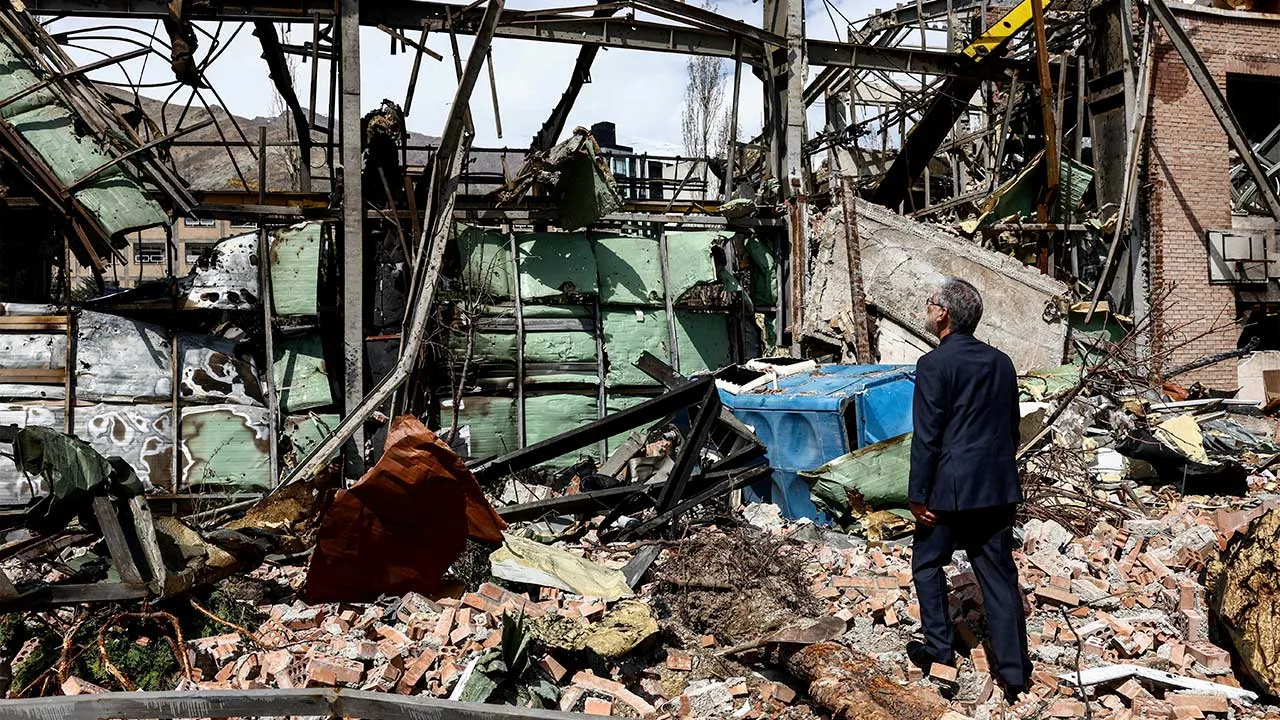 FILE PHOTO: Iran's Minister of Science Hossein Simaee Sarraf inspects the damage at the research building of the Shahid Beheshti University, which was damaged by a strike, amid the U.S.-Israeli conflict with Iran, in Tehran, Iran, April 4, 2026. Majid Asgaripour/WANA (West Asia News Agency) via REUTERS ATTENTION EDITORS - THIS PICTURE WAS PROVIDED BY A THIRD PARTY/File Photo
