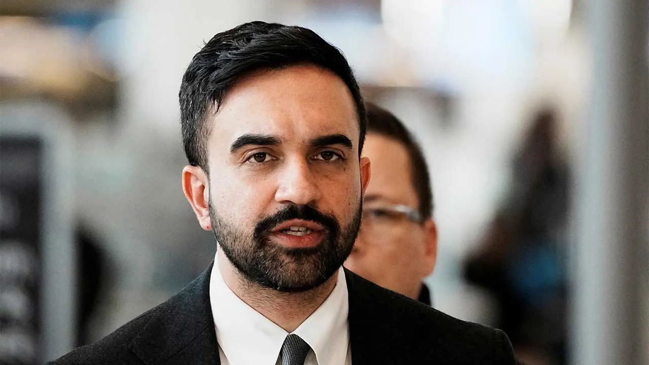 NYC Mayor Zohran Mamdani speaks at a press conference after an Air Canada Express jet collided with a ground vehicle at New York's LaGuardia Airport in Queens, New York, U.S., March 23, 2026. REUTERS/Eduardo Munoz