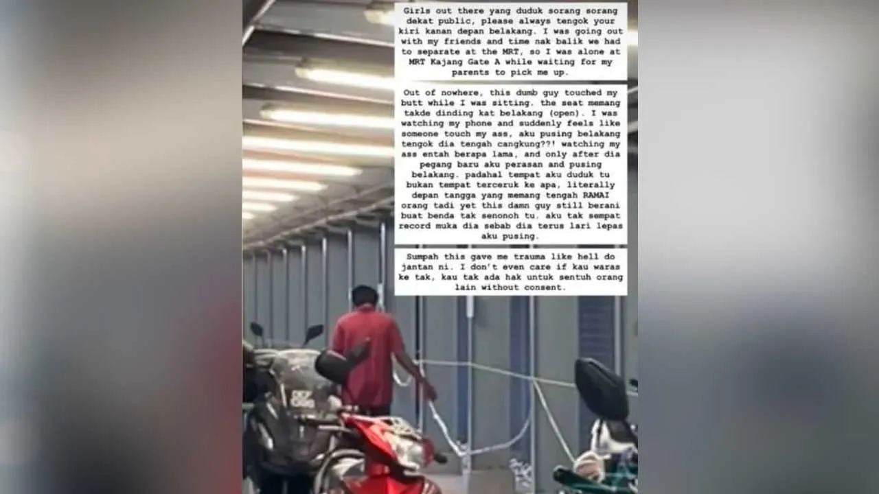 Menerusi perkongsian di media sosial, seorang individu mendakwa kejadian berlaku ketika mangsa sedang menunggu di kawasan terbuka berhampiran tangga stesen sebelum didatangi seorang lelaki yang bertindak menyentuh bahagian badan mangsa tanpa kebenaran.