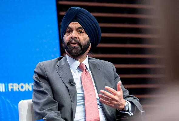 World Bank President Ajay Banga gives remarks during a forum held at the Atlantic Council building in Washington, D.C., U.S., April 7, 2026. REUTERS/Aaron Schwartz/File Photo/File Photo