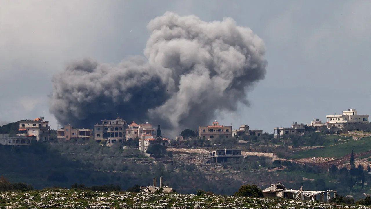 Smoke rises following an airstrike in Lebanon, as seen from Israeli side of the border, April 11, 2026. REUTERS/Amir Cohen TPX IMAGES OF THE DAY