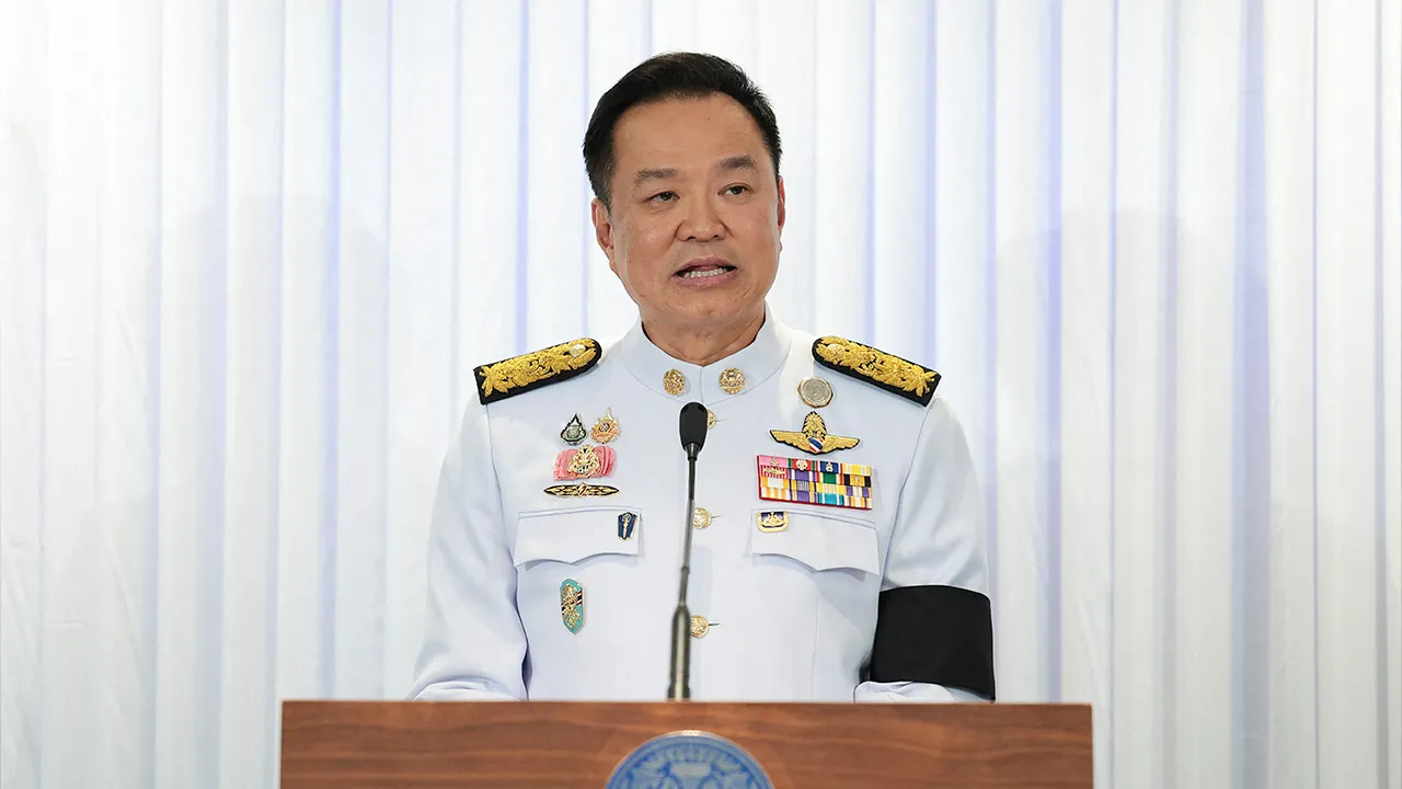 Thailand's newly elected Prime Minister Anutin Charnvirakul speaks during a press conference at the Bhumjaithai party headquarters after a royal endorsement ceremony, in Bangkok, Thailand, March 20, 2026. REUTERS/Chalinee Thirasupa