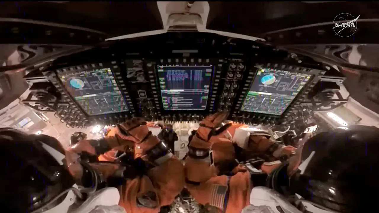 The Artemis II crew gets ready for the Orion spacecraft's Integrity module separation in this screengrab from a livestream video as it prepares for re-entry to Earth following the Artemis II crew's flyby of the Moon, April 10, 2026. NASA/Handout via REUTERS THIS IMAGE HAS BEEN SUPPLIED BY A THIRD PARTY