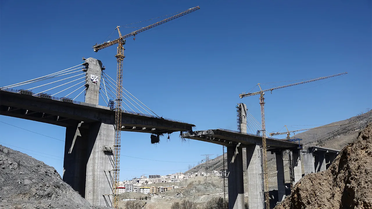 The B1 bridge damaged by a strike, as the U.S.-Israeli conflict with Iran continues, in Karaj, Iran, April 3, 2026. Majid Asgaripour/WANA_REUTERS