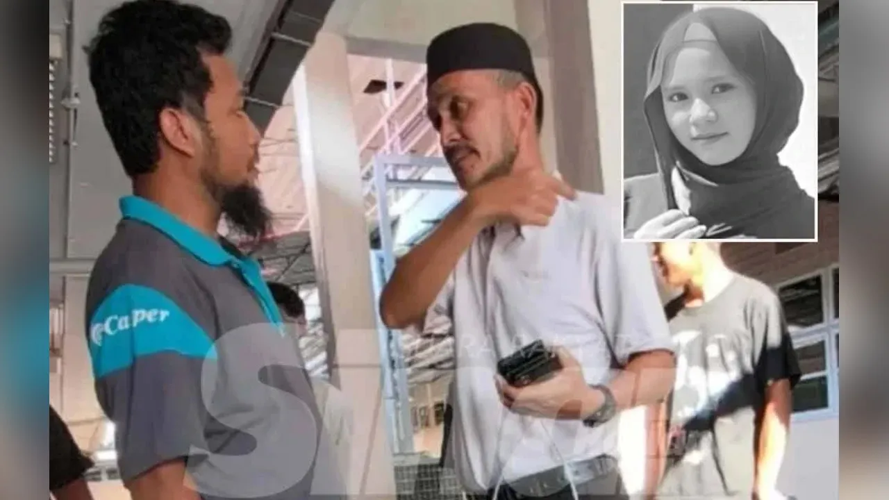 Bapa kepada Nur Fatimatul Hawa Mohd Azaudin, 13, yang maut dirempuh oleh guru semasa memakai kasut di depan surau Sekolah Menengah Kebangsaan (SMK) Tanjong Mas di sini pada Ahad iaitu Mohd Azaudin Abdullah, 43, memaafkan wanita terbabit. Sinar Harian