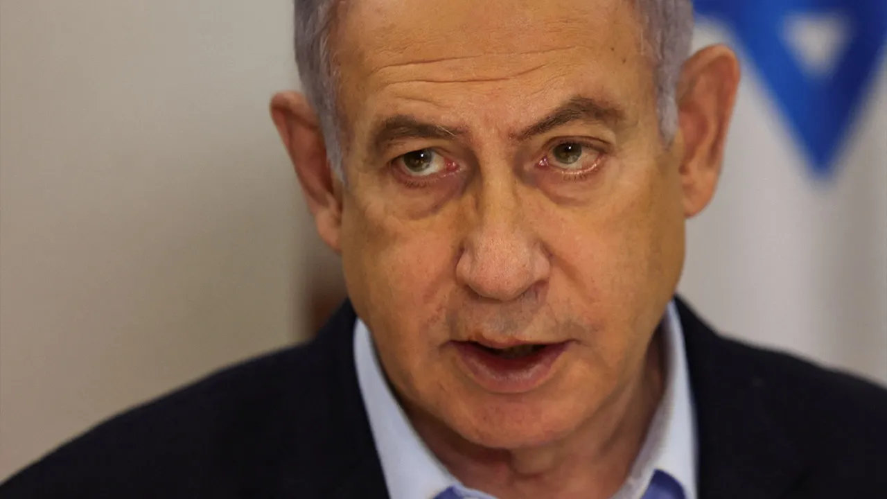 Israeli Prime Minister Benjamin Netanyahu convenes the weekly cabinet meeting at the Defence Ministry in Tel Aviv, Israel, January 7, 2024. REUTERS/Ronen Zvulun