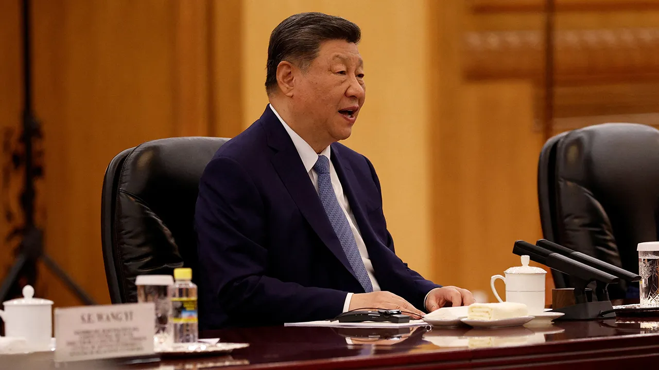 China's President Xi Jinping attends a meeting with Spain's Prime Minister Pedro Sanchez (not pictured) at the Great Hall of the People in Beijing, China April 14, 2026. Haruna Furuhashi/Pool via REUTERS