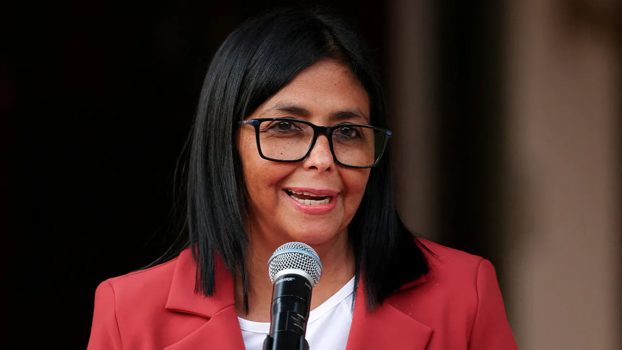 FILE PHOTO: Venezuela's interim President Delcy Rodriguez speaks as she meets with U.S. Interior Secretary Doug Burgum (not pictured), in Caracas, Venezuela, March 4, 2026. REUTERS/Leonardo Fernandez Viloria/File Photo