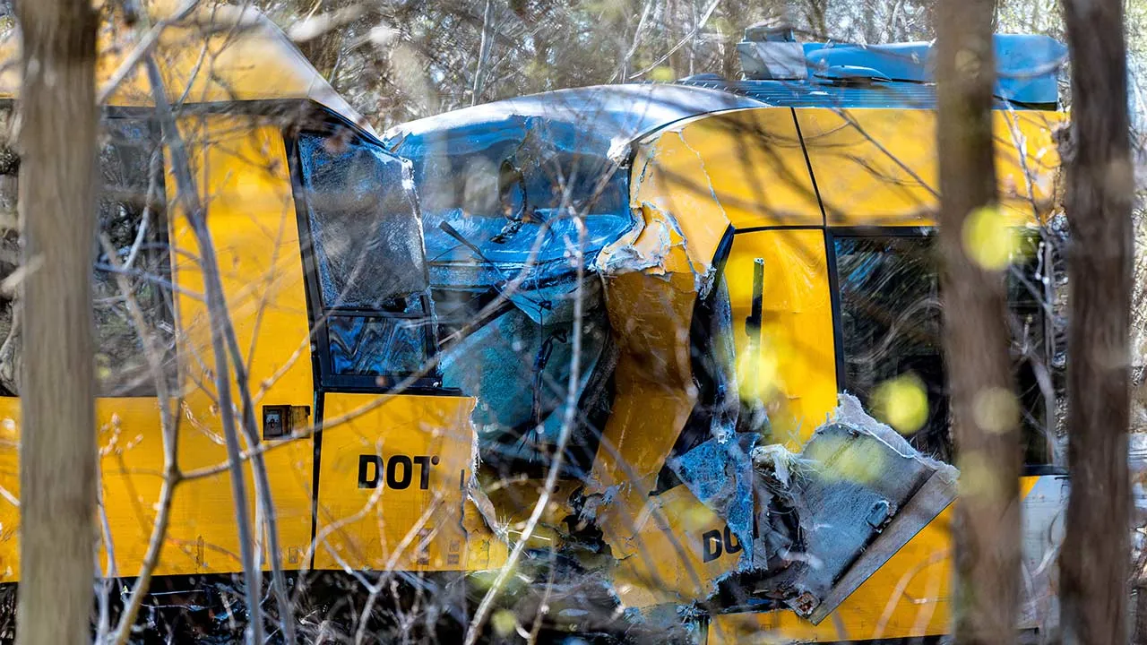 Two trains have collided between Hilleroed and Kagerup at Isteroedvejen, Thursday, April 23, 2026. Kagerup is located on the Gribskov Line between Hilleroed and Helsinge. Ritzau Scanpix/Steven Knap via REUTERS ATTENTION EDITORS - THIS IMAGE WAS PROVIDED BY A THIRD PARTY. DENMARK OUT. NO COMMERCIAL OR EDITORIAL SALES IN DENMARK.