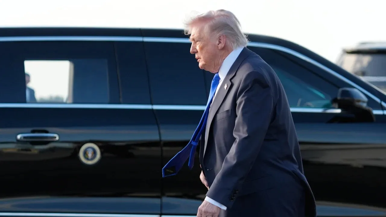 President Donald Trump arrives at Palm Beach International Airport in West Palm Beach, Florida on Friday. Manuel Balce Ceneta/AP