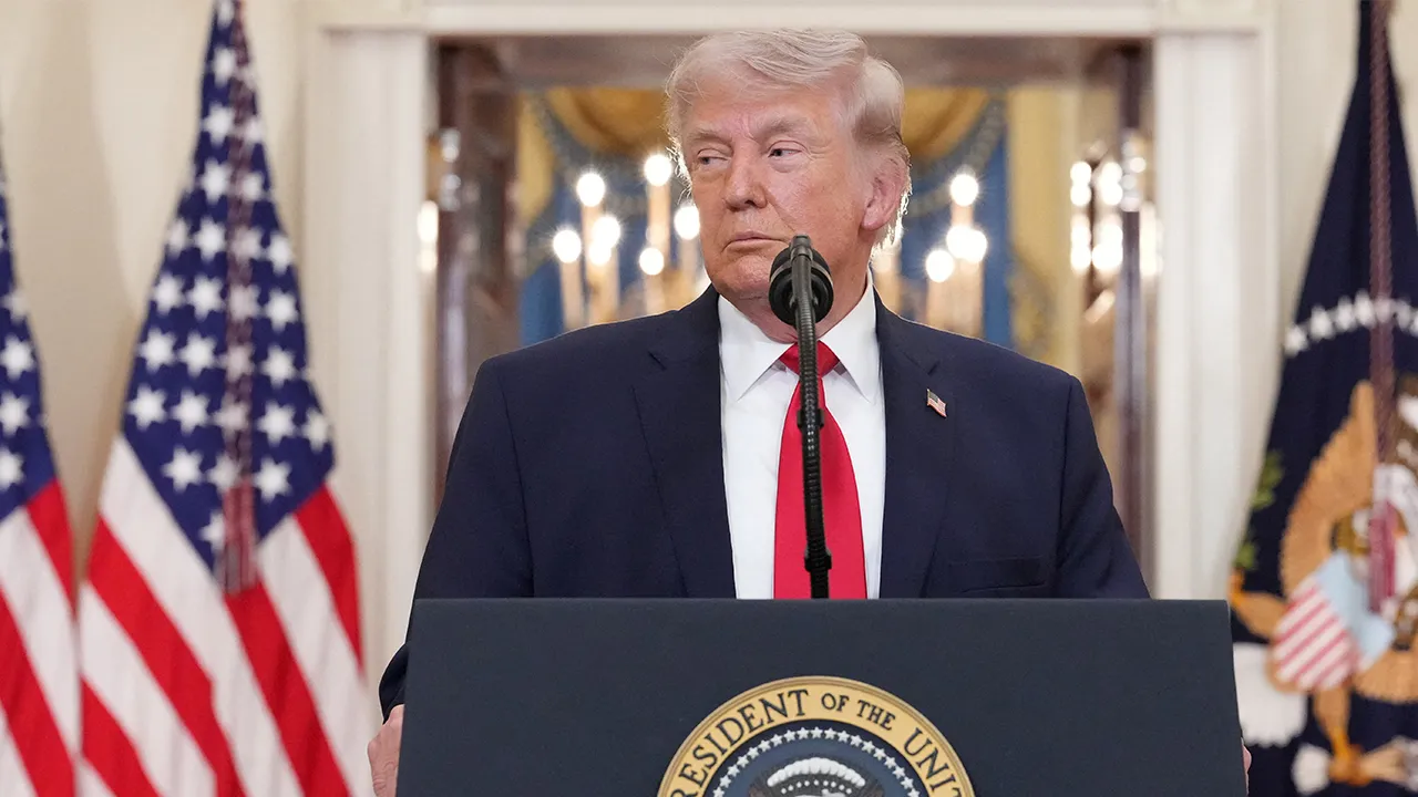 U.S. President Donald Trump delivers an address to the nation about the Iran war at the White House in Washington, D.C., U.S. April 1, 2026. Alex Brandon/Pool via REUTERS