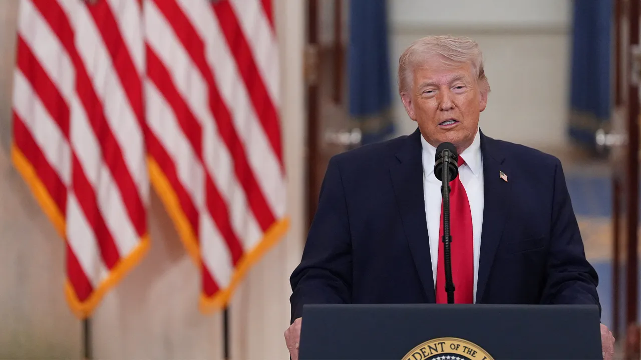 U.S. President Donald Trump delivers an address to the nation about the Iran war at the White House in Washington, D.C., U.S. April 1, 2026. Alex Brandon/Pool via REUTERS