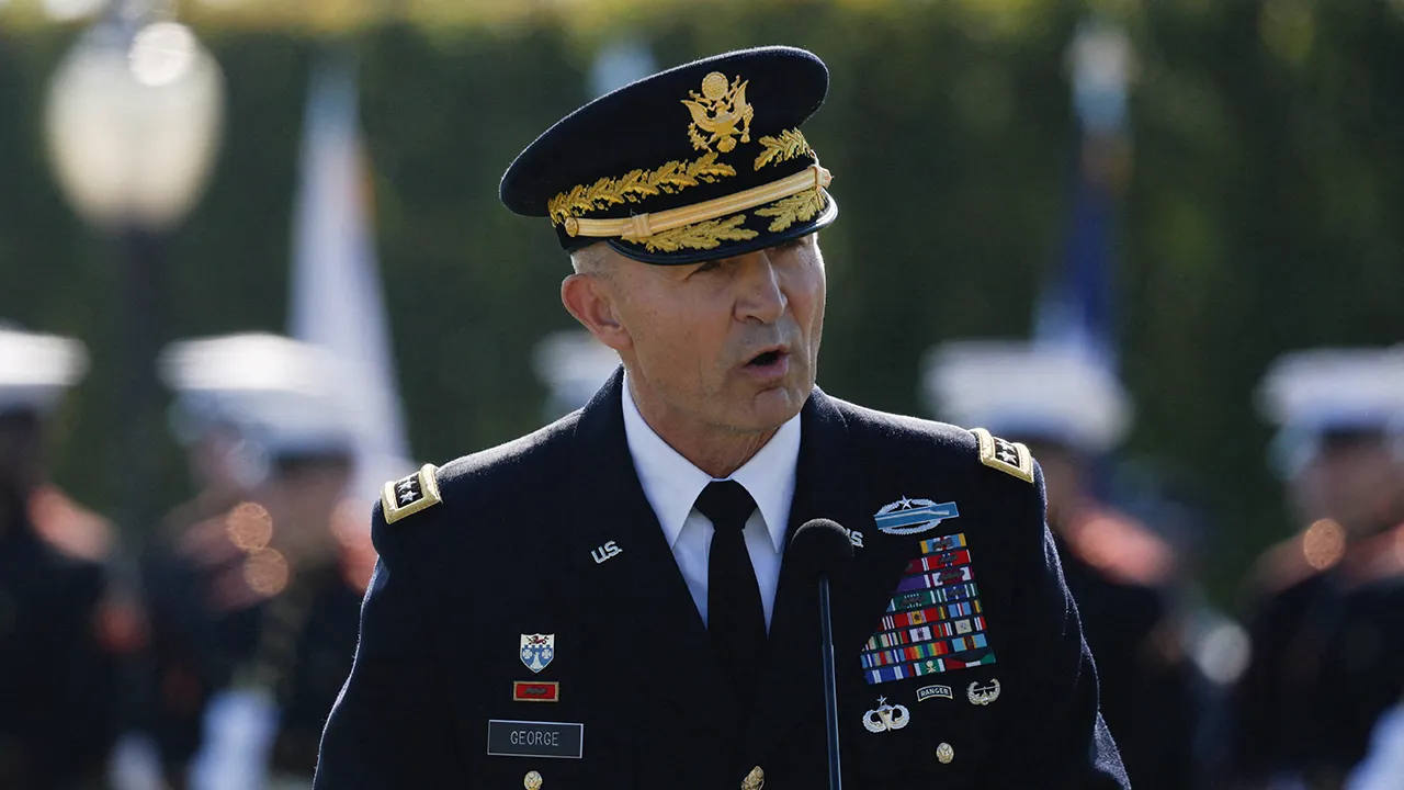 General Randy George, Chief of Staff of the U.S. Army speaks during a ceremony honoring prisoners of war, at the Pentagon in Washington, D.C. U.S., September 19, 2025. REUTERS/Daniel Becerril/File Photo