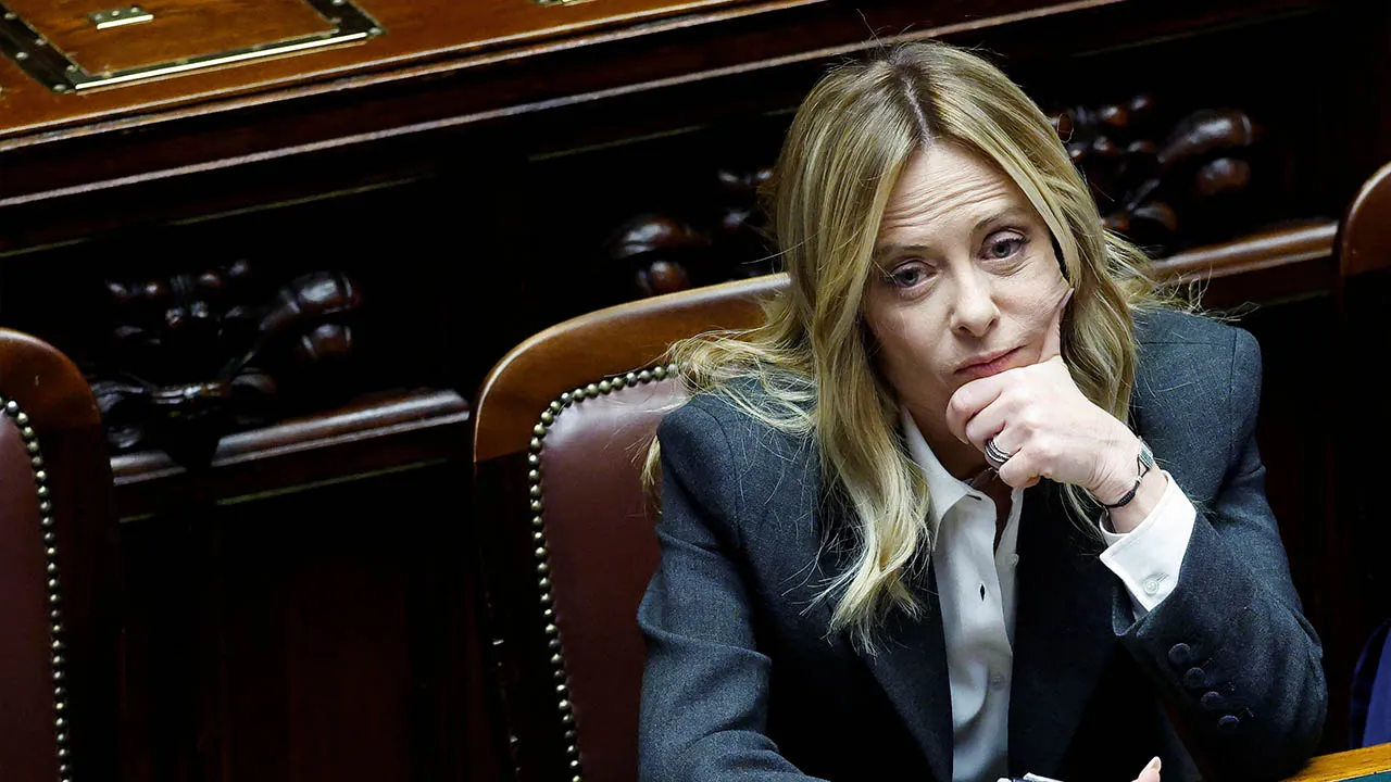 Italy's Prime Minister Giorgia Meloni listens to debate, after she reported on her government’s actions and is expected to speak on the latest developments in Iran, at the lower house of Parliament in Rome, Italy, April 9, 2026. REUTERS/Remo Casilli