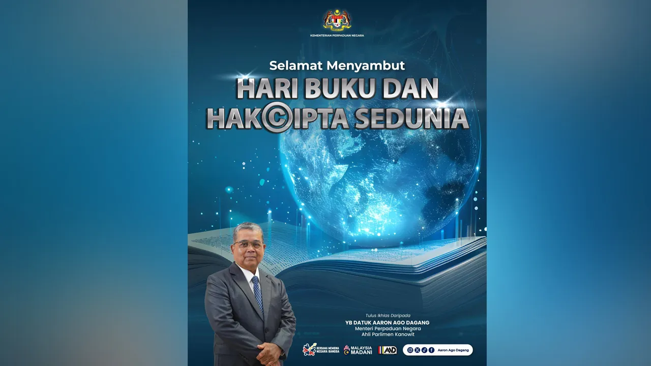 Selamat Menyambut Hari Buku dan Hak Cipta Sedunia kepada seluruh rakyat Malaysia, tanpa mengira usia daripada kanak-kanak hingga dewasa.  Perpustakaan Negara Malaysia (PNM) adalah agensi di bawah Kementerian Perpaduan Negara yang juga merupakan agensi peneraju dalam usaha menggalakkan budaya membaca di negara ini.