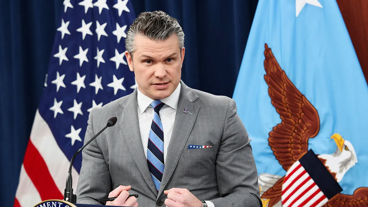 U.S. Secretary of Defense Pete Hegseth holds a briefing on the Iran war, amid a ceasefire between the U.S. and Iran, at the Pentagon in Washington, D.C., U.S., April 24, 2026. REUTERS/Kevin Lamarque