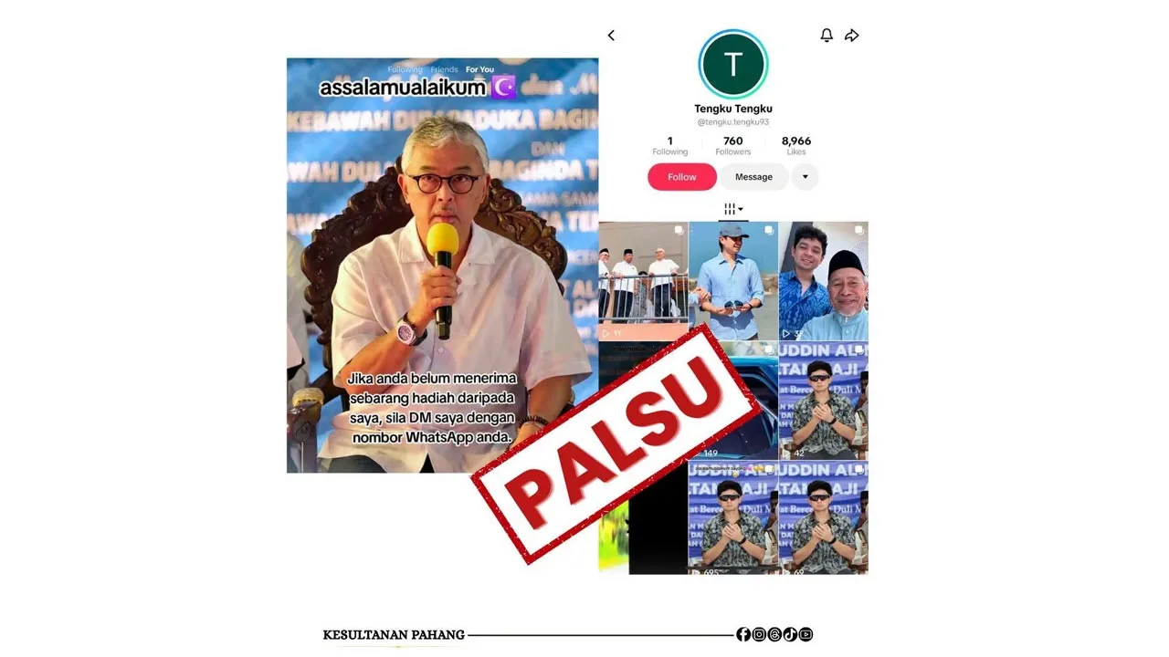 ISTANA PAHANG NAFI SEBARANG TAWARAN BANTUAN DAN HADIAH DARIPADA KDPB SULTAN PAHANG DI TIKTOK -- FB Kesultanan Pahang