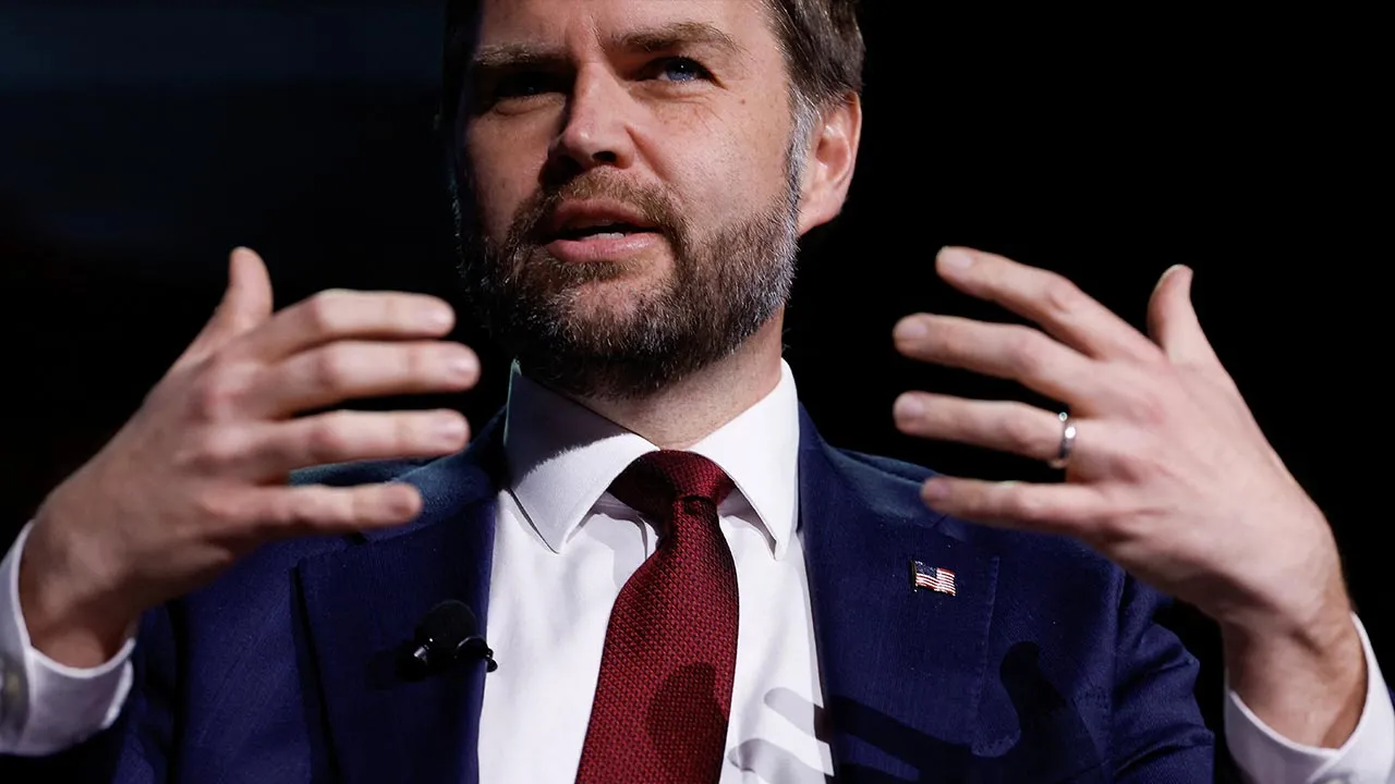 ATHENS, GEORGIA - APRIL 14: U.S. Vice President JD Vance participates in a "fireside chat" during a Turning Point USA event in the Akins Ford Arena on the campus of the University of Georgia on April 14, 2026 in Athens, Georgia. Chip Somodevilla/Pool via REUTERS Chip Somodevilla/Pool via REUTERS