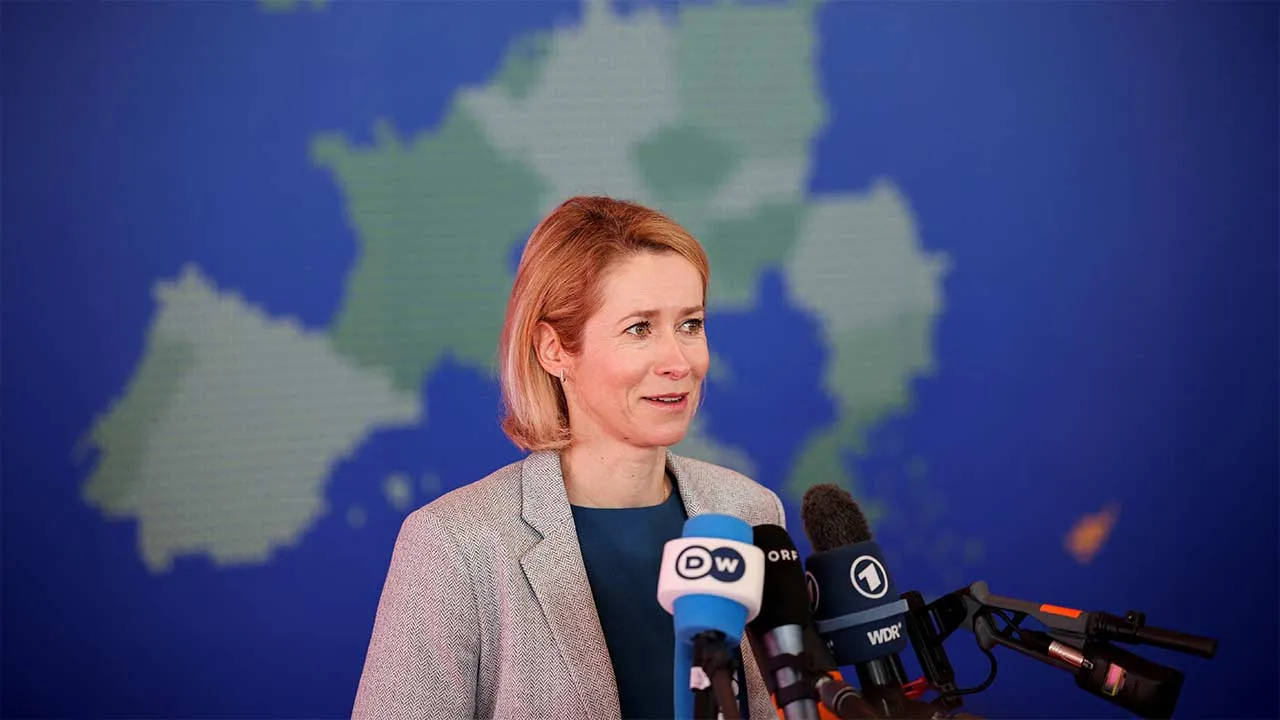European Union High Representative for Foreign Affairs and Security Policy Kaja Kallas addresses the media on the day of a summit of the European Union and regional partners' leaders in Nicosia (Lefkosia), Cyprus, April 24, 2026. REUTERS/Yiannis Kourtoglou