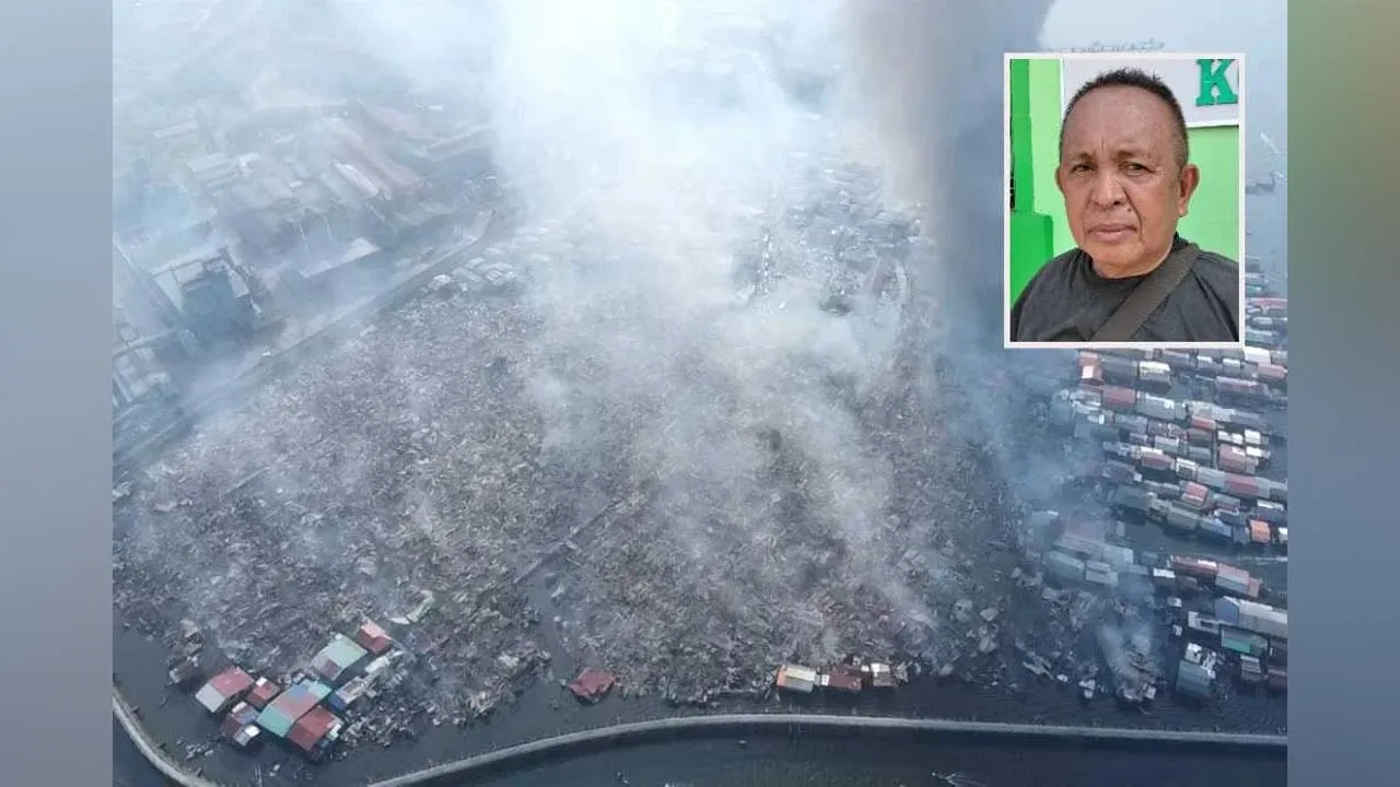 Sharif (gambar kecil) berkata, kebakaran kali ini adalah yang paling buruk pernah berlaku di kampung berkenaan. -- SINAR HARIAN