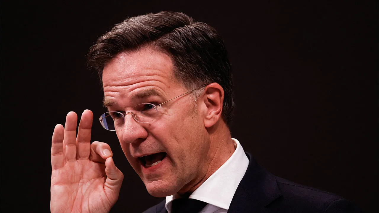 NATO Secretary General Mark Rutte speaks next to Czech Republic's Prime Minister Andrej Babis (not pictured) during a press conference in Prague, Czech Republic, April 16, 2026. REUTERS/David W Cerny