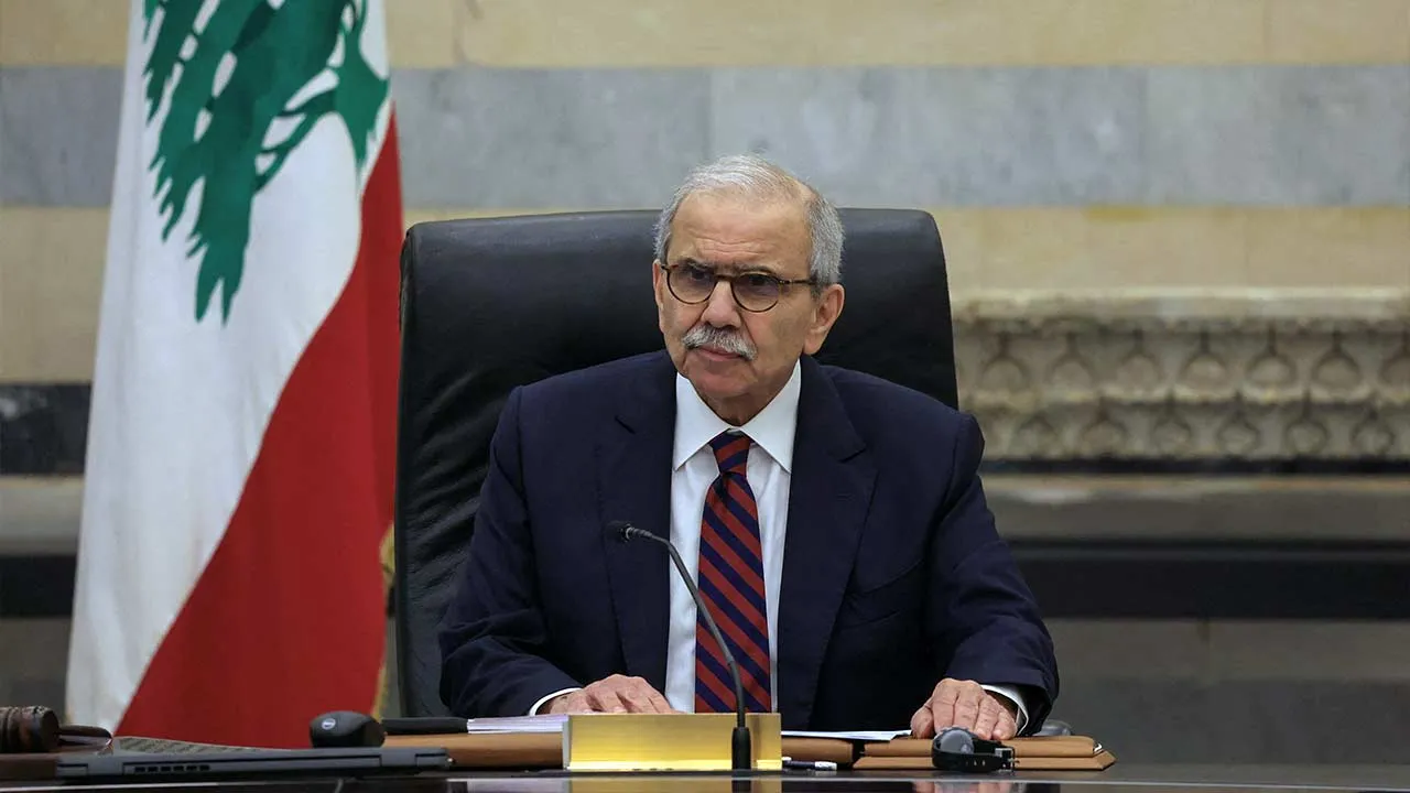 Lebanese Prime Minister Nawaf Salam leads a cabinet meeting, amid escalating hostilities between Israel and Hezbollah, as the U.S.-Israeli conflict with Iran continues, in Beirut, Lebanon, March 26, 2026. REUTERS/Mohamed Azakir