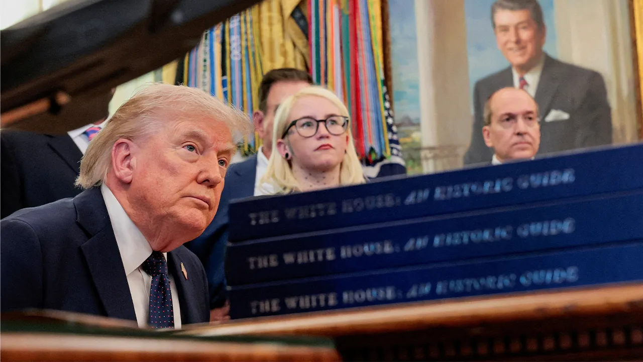 U.S. President Donald Trump participates in a healthcare affordability event in the Oval Office at the White House in Washington, D.C., U.S., April 23, 2026. REUTERS/Kylie Cooper TPX IMAGES OF THE DAY