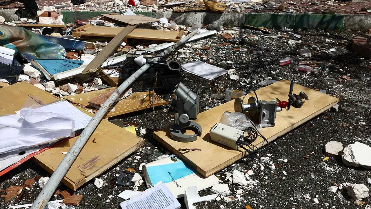 Laboratory equipment at the research building of the Shahid Beheshti University, which was damaged by a strike, amid the U.S.-Israeli conflict with Iran, in Tehran, Iran, April 4, 2026. Majid Asgaripour/WANA (West Asia News Agency) via REUTERS ATTENTION EDITORS - THIS PICTURE WAS PROVIDED BY A THIRD PARTY