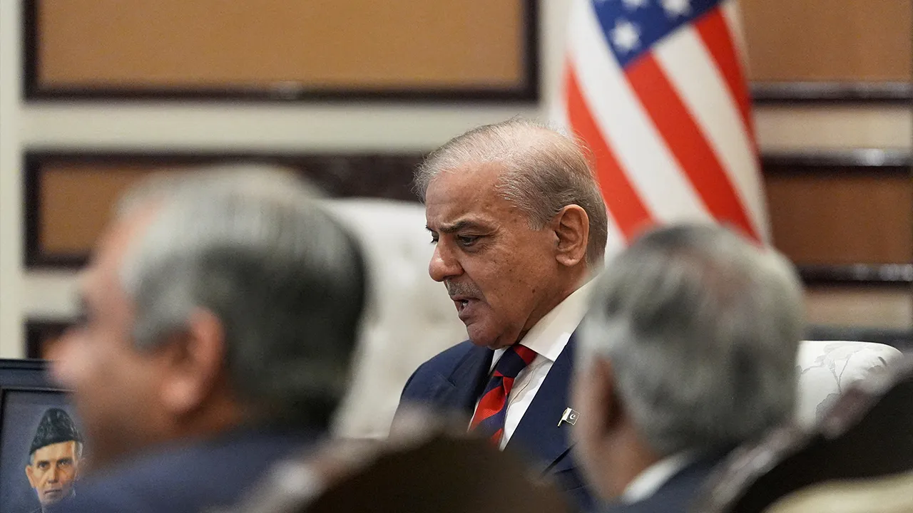 Pakistan’s Prime Minister Shehbaz Sharif, meets with U.S. Vice President JD Vance, not pictured, in Islamabad, Pakistan, April 11, 2026. Jacquelyn Martin Pool/Pool via REUTERS