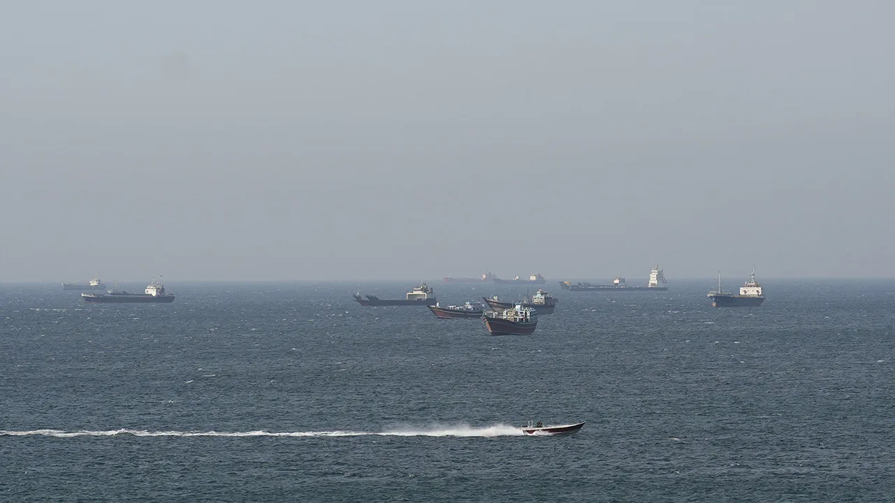 Ships and tankers in the Strait of Hormuz off the coast of Musandam, Oman, April 18, 2026. REUTERS/Stringer
