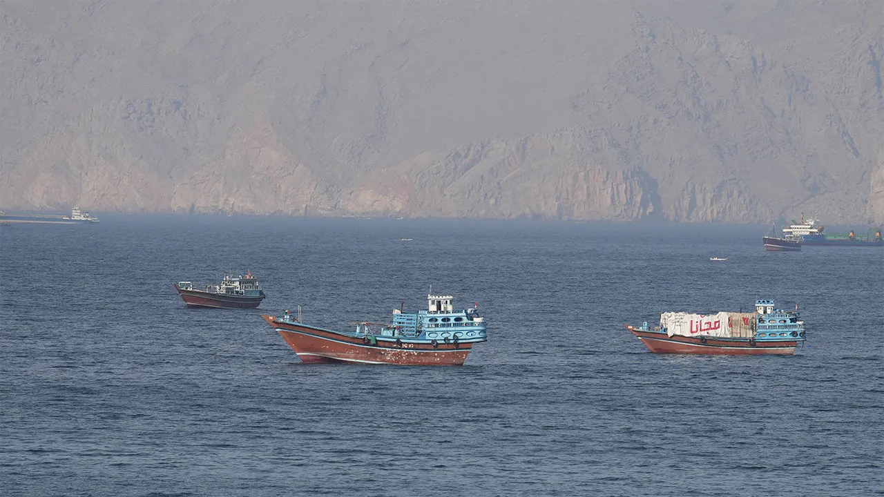 Ships and tankers in the Strait of Hormuz off the coast of Musandam, Oman, April 18, 2026. REUTERS