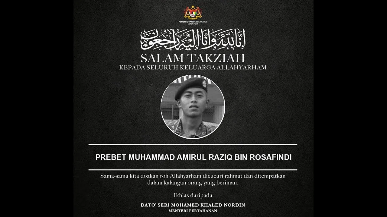 Kerajaan Tidak Kompromi Unsur Jenayah Dalam Kes Kematian Prebet Muhammad Amirul Haziq -- FB Khaled Nordin