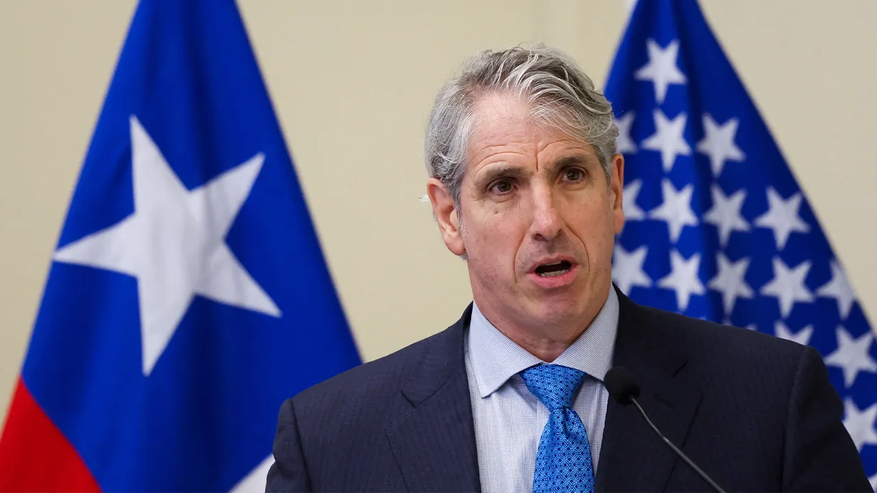 U.S. Under Secretary of State for Arms Control and International Security Affairs Thomas DiNanno speaks after signing a security agreement with Chilean Security Minister Trinidad Steinert, in Santiago, Chile, April 20, 2026. REUTERS/Pablo Sanhueza