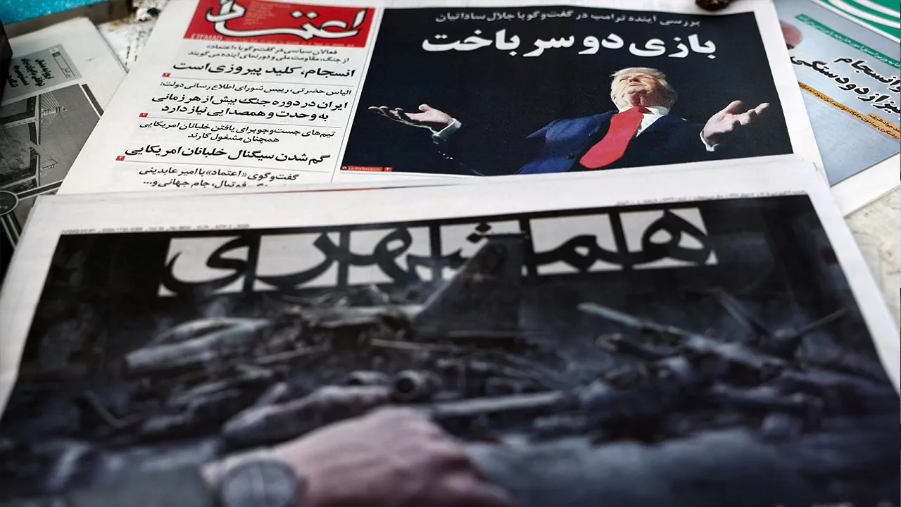 An Iranian newspaper with a front-page image depicting U.S. President Donald Trump, amid the U.S.-Israeli conflict with Iran, in Tehran, Iran, April 5, 2026. Majid Asgaripour/WANA (West Asia News Agency) via REUTERS